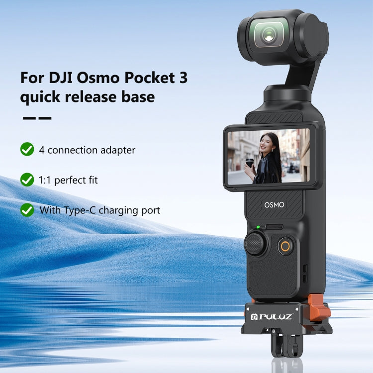 Adaptador de montaje de liberación rápida para base de carga tipo C PULUZ para DJI Osmo Pocket 3, Type-C Charging Base