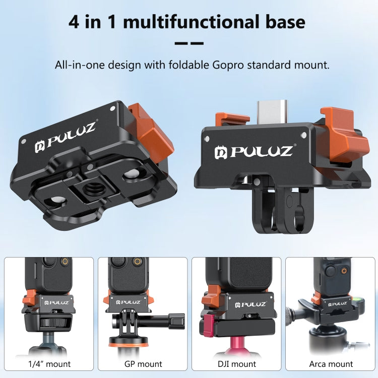Adaptador de montaje de liberación rápida para base de carga tipo C PULUZ para DJI Osmo Pocket 3, Type-C Charging Base