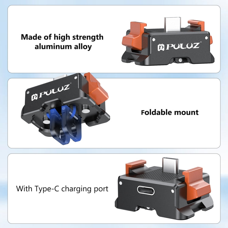 Adaptador de montaje de liberación rápida para base de carga tipo C PULUZ para DJI Osmo Pocket 3, Type-C Charging Base