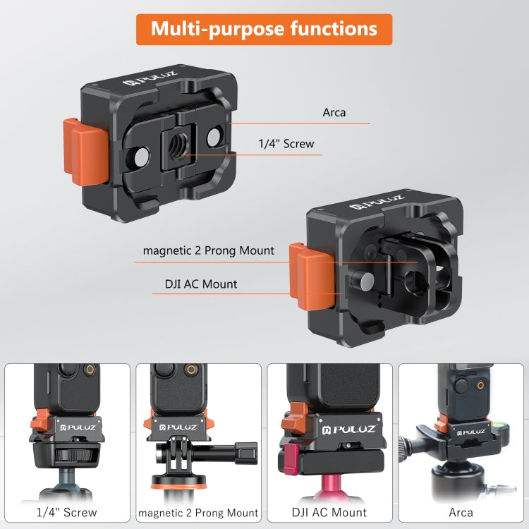 Adaptador de montaje de liberación rápida para base de carga tipo C PULUZ para DJI Osmo Pocket 3, Quick Release Mount