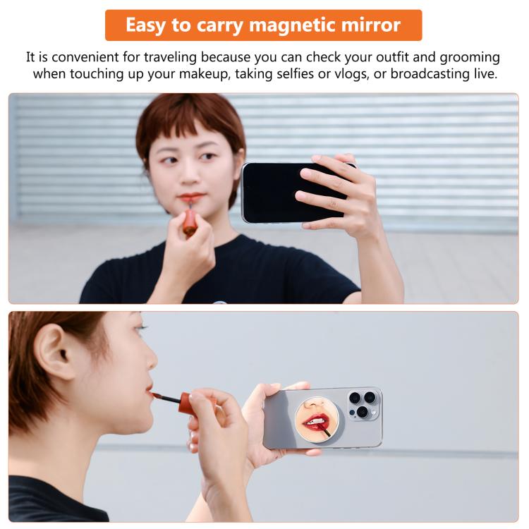 Espejo de maquillaje magnético MagSafe para teléfono móvil, cámara trasera, espejo para selfies y video