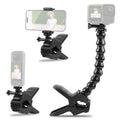 Soporte de abrazadera flexible con mordazas para cámaras deportivas de acción PULUZ con abrazadera para teléfono, Jaws Clamp Mount with Phone Clamp