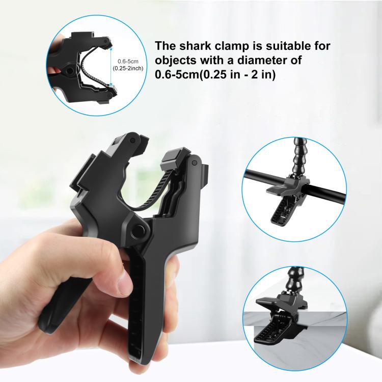 Soporte de abrazadera flexible con mordazas para cámaras deportivas de acción PULUZ con abrazadera para teléfono, Jaws Clamp Mount with Phone Clamp