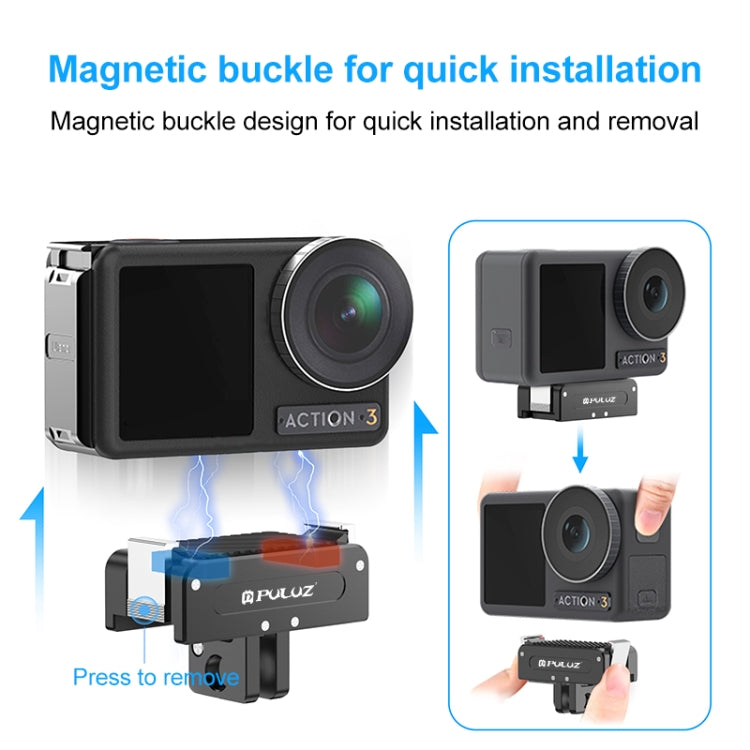 Base metálica de liberación rápida magnética PULUZ para DJI Osmo Action 5 Pro, For DJI Osmo Action 5 Pro