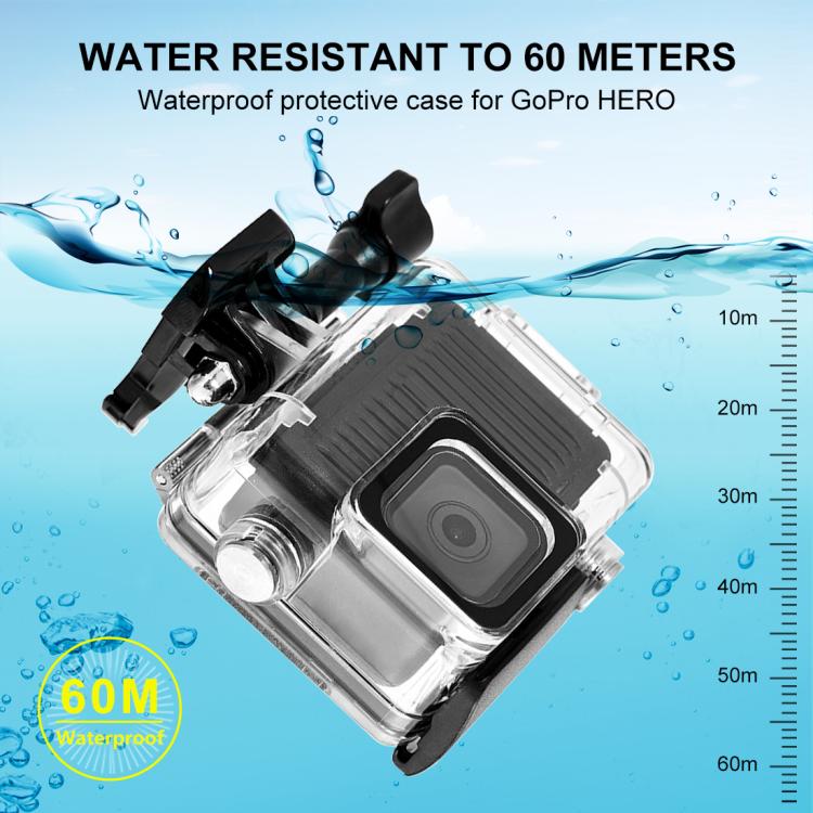 Carcasa protectora impermeable PULUZ de 60 m / 196 pies para GoPro HERO 4K 2024 con hebilla, soporte básico y tornillos., Waterproof Case