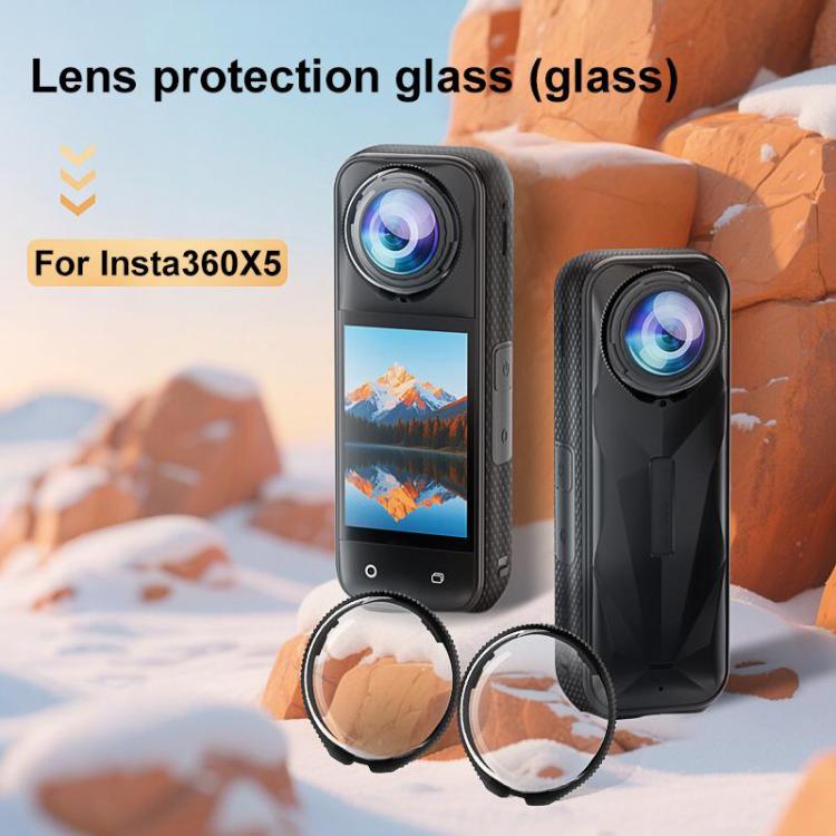 Cubierta protectora de cristal templado óptico giratorio PULUZ para Insta360 X5, Rotating Glass Lens Guard