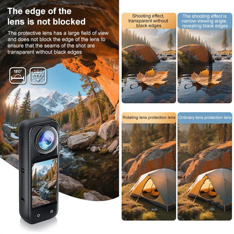 Cubierta protectora de cristal templado óptico giratorio PULUZ para Insta360 X5, Rotating Glass Lens Guard