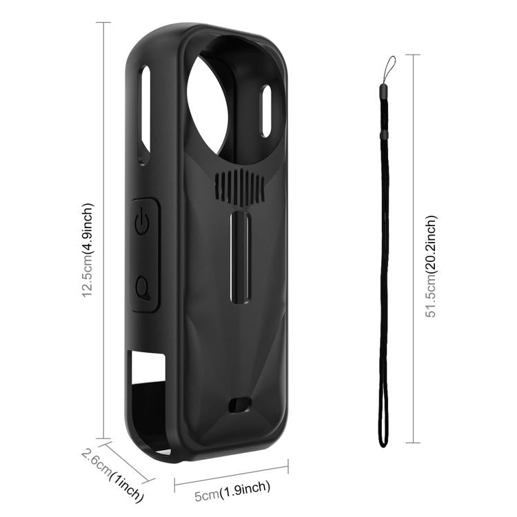 Funda protectora de silicona PULUZ con tapa para lente para Insta360 X5, Silicone Case with Lens Cover (Black), Silicone Case with Lens Cover (Blue), Silicone Case with Lens Cover (Red)