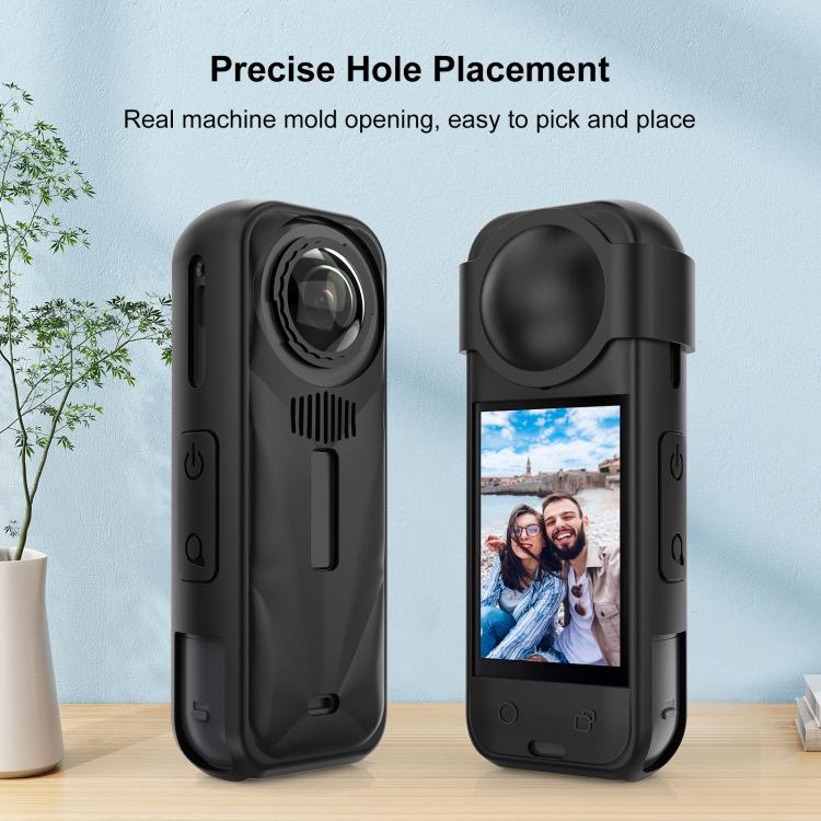 Funda protectora de silicona PULUZ con tapa para lente para Insta360 X5, Silicone Case with Lens Cover (Black), Silicone Case with Lens Cover (Blue), Silicone Case with Lens Cover (Red)