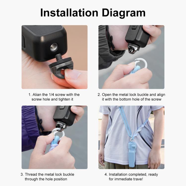 Cordón deportivo PULUZ largo y ajustable para cámara OSMO Pocket 3 / Insta360 X4.