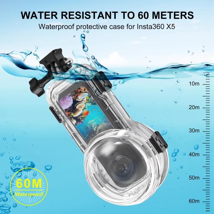 Estuche de buceo sellado e impermeable PULUZ de 60 m para Insta360 X5, Waterproof Diving Case