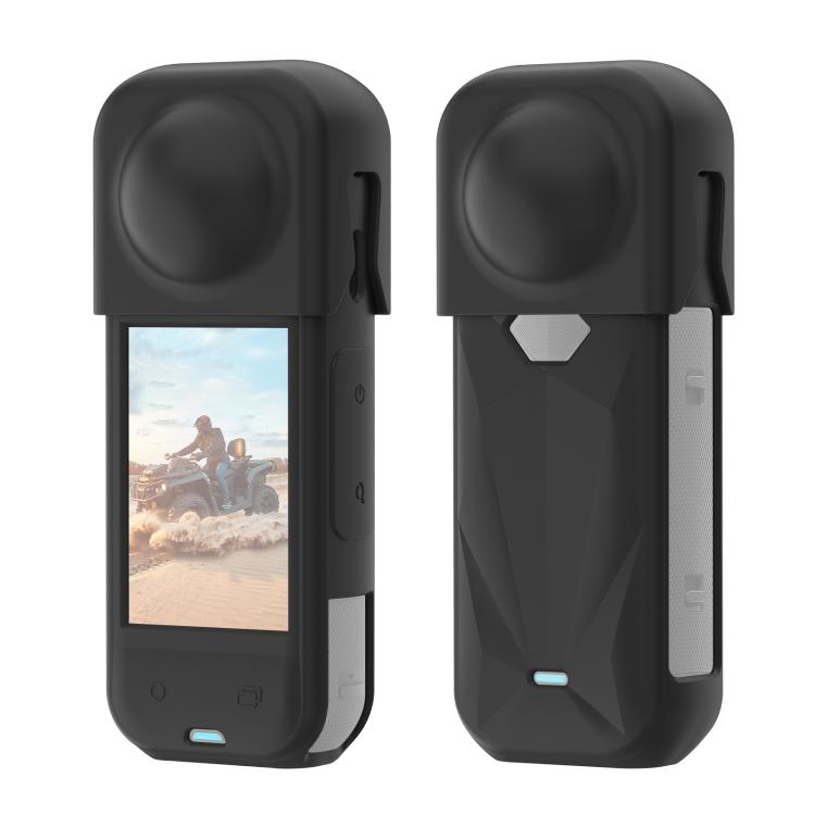 Funda protectora de silicona PULUZ con tapa para lente para Insta360 X5, Case with Lens Cover (Black)