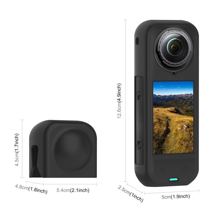 Funda protectora de silicona PULUZ con tapa para lente para Insta360 X5, Case with Lens Cover (Black)