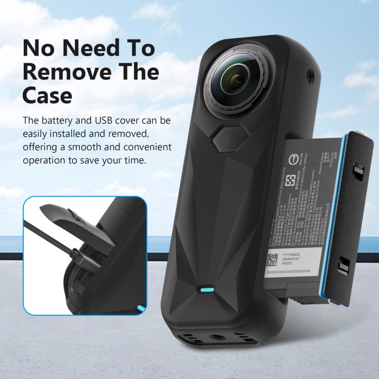 Funda protectora de silicona PULUZ con tapa para lente para Insta360 X5, Case with Lens Cover (Black)