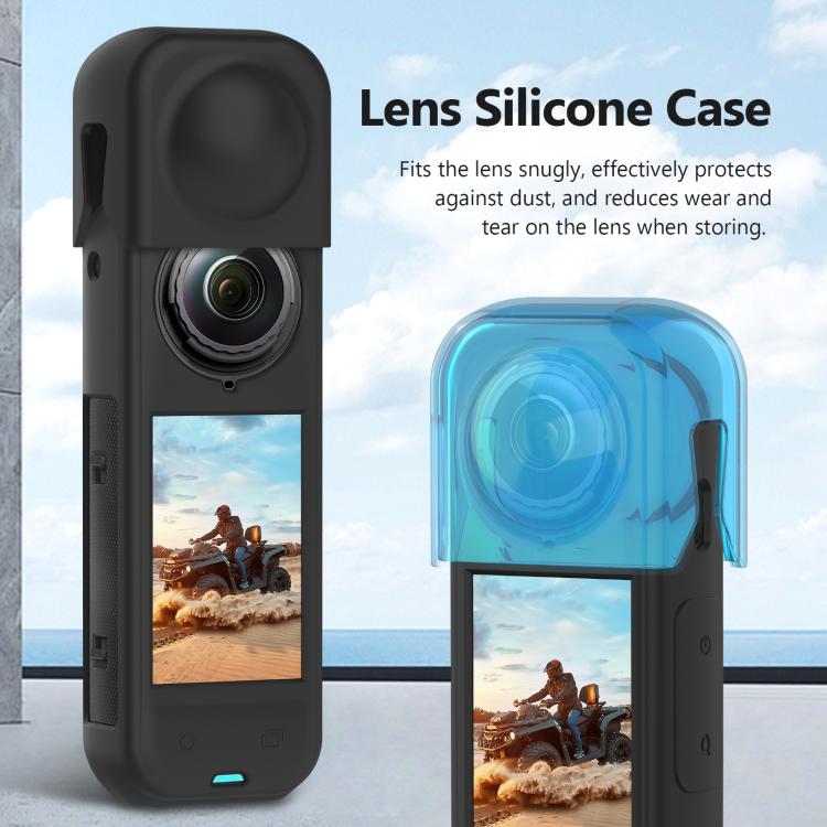 Funda protectora de silicona PULUZ con tapa para lente para Insta360 X5, Case with Lens Cover (Black)