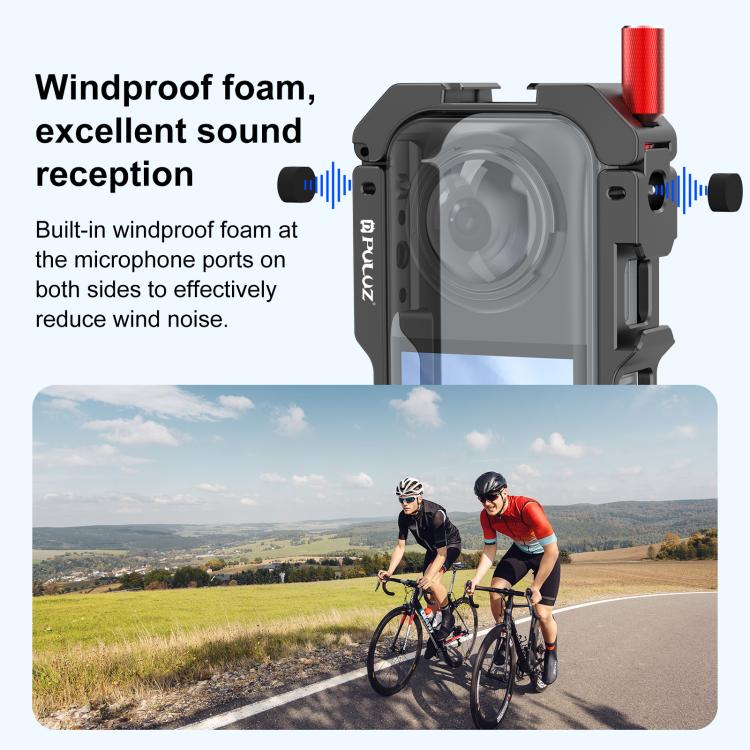 Carcasa protectora metálica PULUZ para Insta360 X5 con tapa para lente., Metal Protective Cage