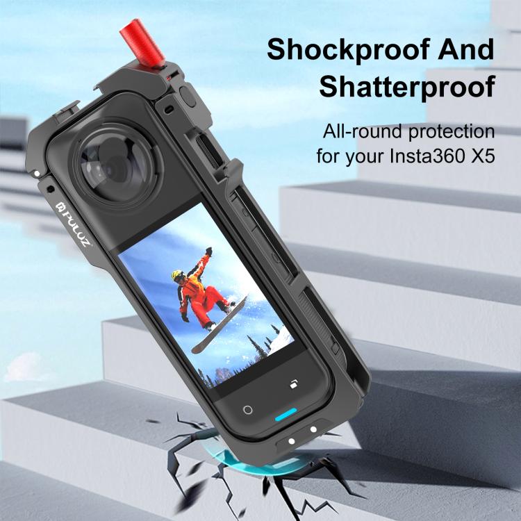 Carcasa protectora metálica PULUZ para Insta360 X5 con tapa para lente., Metal Protective Cage