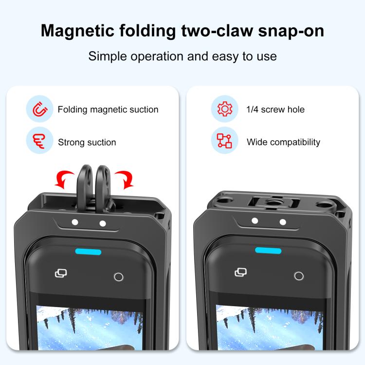 Carcasa protectora metálica PULUZ para Insta360 X5 con tapa para lente., Metal Protective Cage