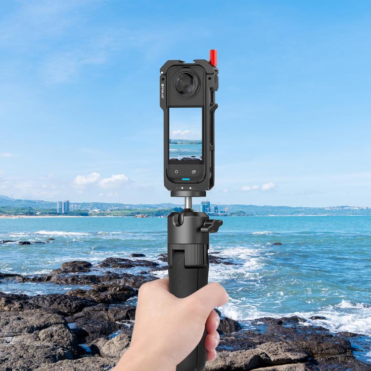 Carcasa protectora metálica PULUZ para Insta360 X5 con tapa para lente., Metal Protective Cage