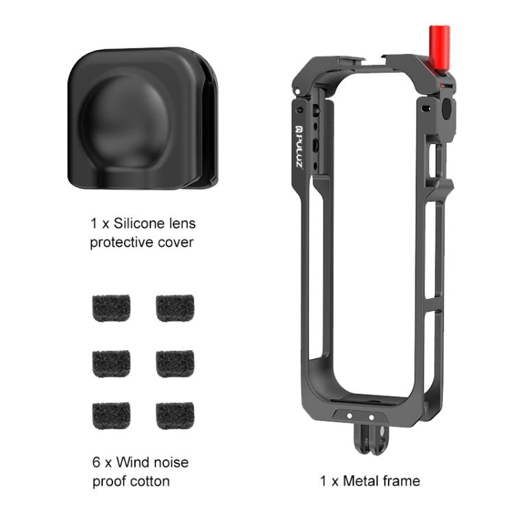 Carcasa protectora metálica PULUZ para Insta360 X5 con tapa para lente., Metal Protective Cage