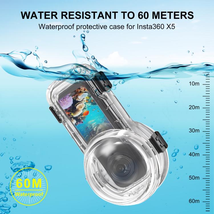 Estuche de buceo sellado e impermeable PULUZ de liberación rápida para Insta360 X5, resistente al agua hasta 60 m., Quick Release Diving Case