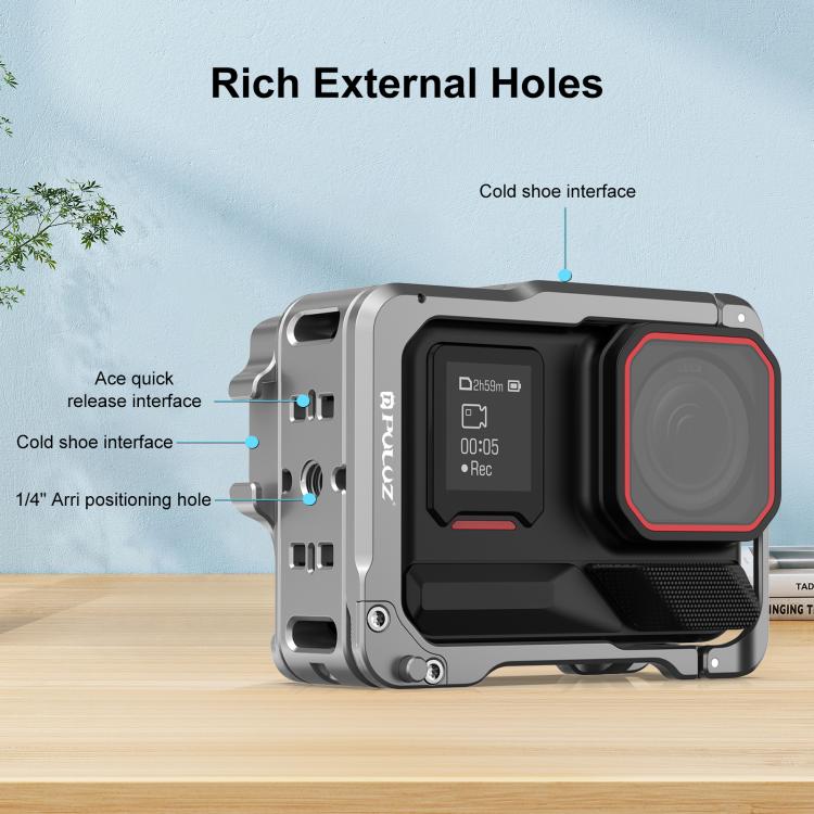 Para Insta360 Ace Pro 2 PULUZ, jaula protectora de aleación de aluminio, estructura de carcasa de doble zapata fría, For Insta360 Ace Pro 2 Meta Cage