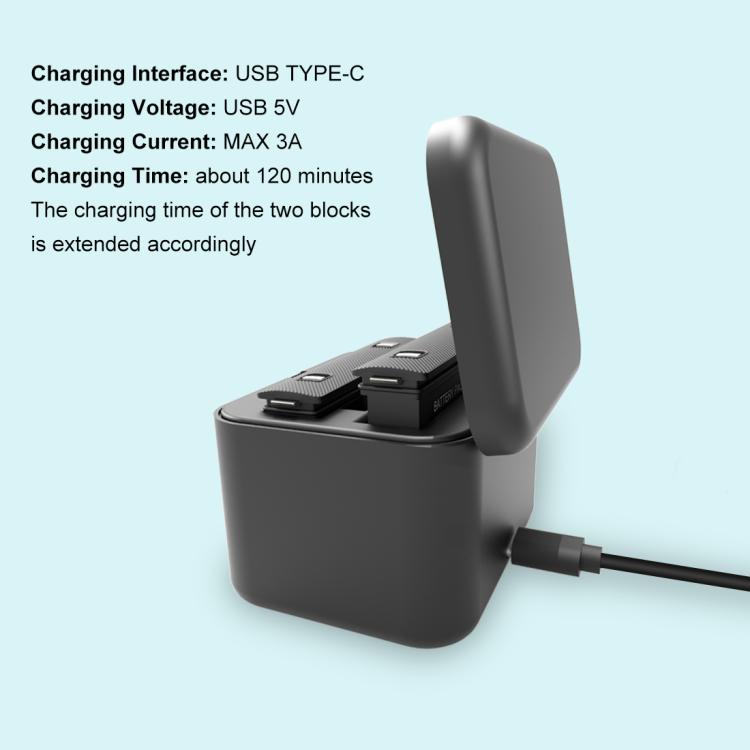 Caja de carga para baterías duales PULUZ para Insta360 X5 y estuche para guardar la batería y la tarjeta de memoria., For Insta360 X5 Batteries Charging Box
