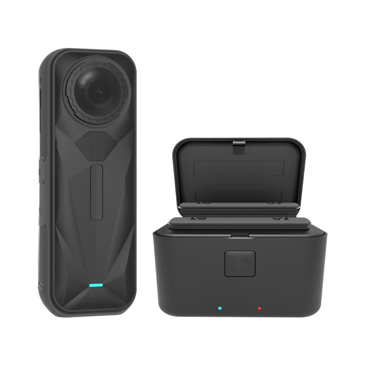 Caja de carga para baterías duales PULUZ para Insta360 X5 y estuche para guardar la batería y la tarjeta de memoria., For Insta360 X5 Batteries Charging Box