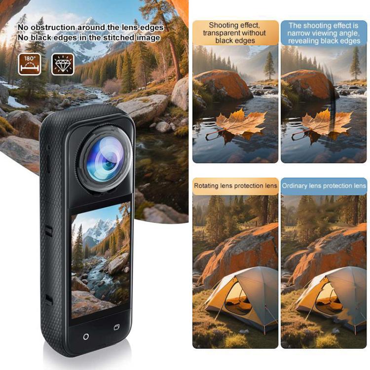 Funda protectora de policarbonato para la lente giratoria PULUZ de Insta360 X5., Rotating PC Lens Guard