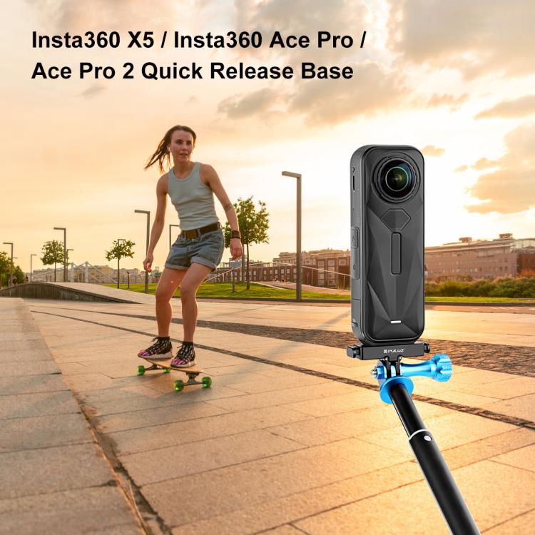 Adaptador de base de liberación rápida de aluminio aeronáutico PULUZ para Insta360 X5 / Ace Pro / Pro 2, Aluminum Quick Release Base