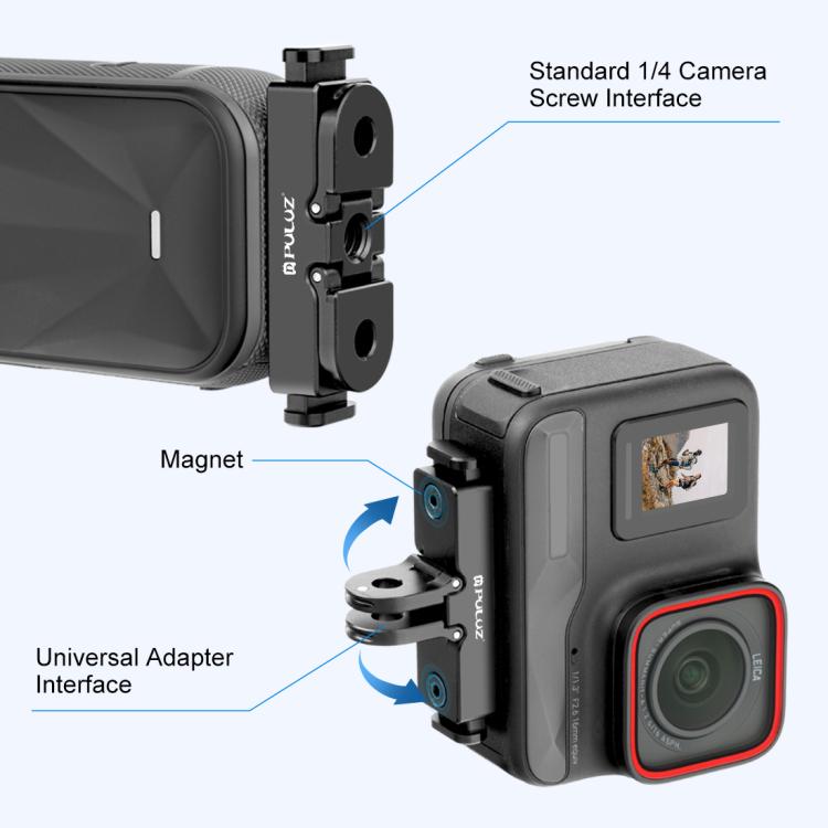 Adaptador de base de liberación rápida de aluminio aeronáutico PULUZ para Insta360 X5 / Ace Pro / Pro 2, Aluminum Quick Release Base