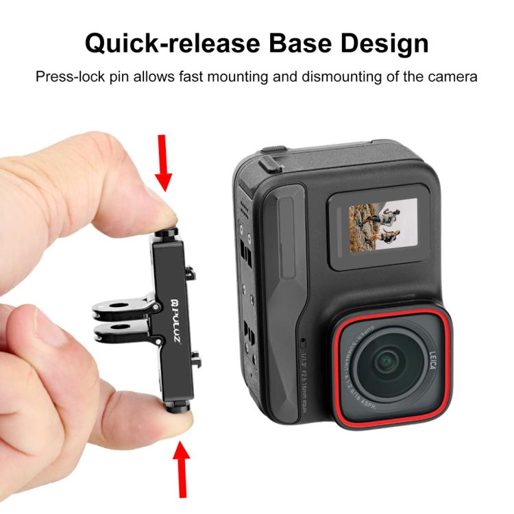 Adaptador de base de liberación rápida de aluminio aeronáutico PULUZ para Insta360 X5 / Ace Pro / Pro 2, Aluminum Quick Release Base