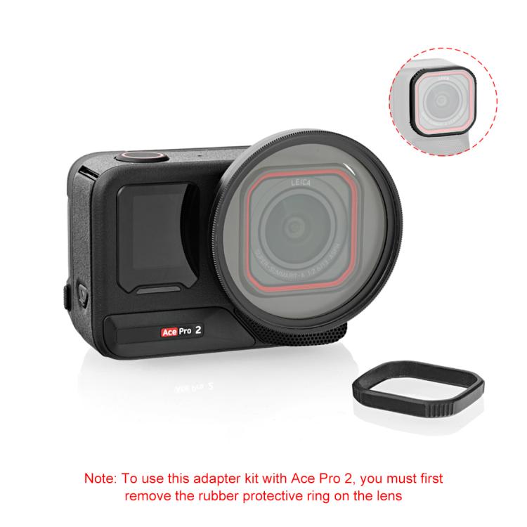 Adaptador de filtro de lente UV PULUZ de 52 mm con tapa para lente para Insta360 Ace Pro 2, For Insta360 Ace Pro 2 Filter Adapter Ring