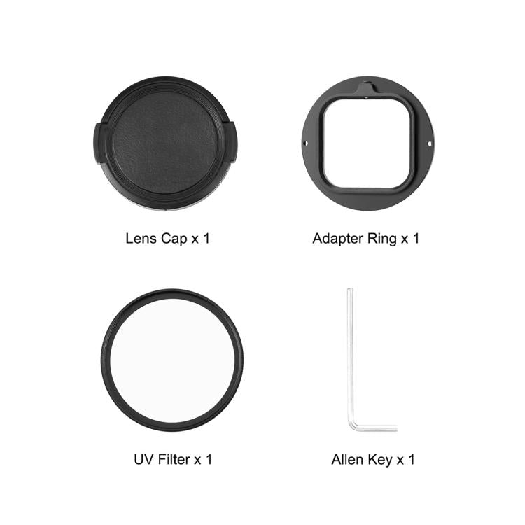 Adaptador de filtro de lente UV PULUZ de 52 mm con tapa para lente para Insta360 Ace Pro 2, For Insta360 Ace Pro 2 Filter Adapter Ring