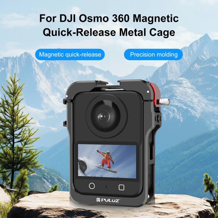 Para DJI Osmo 360 PULUZ, jaula protectora de aleación de aluminio con marco de expansión y tapa de lente., Protective Cage