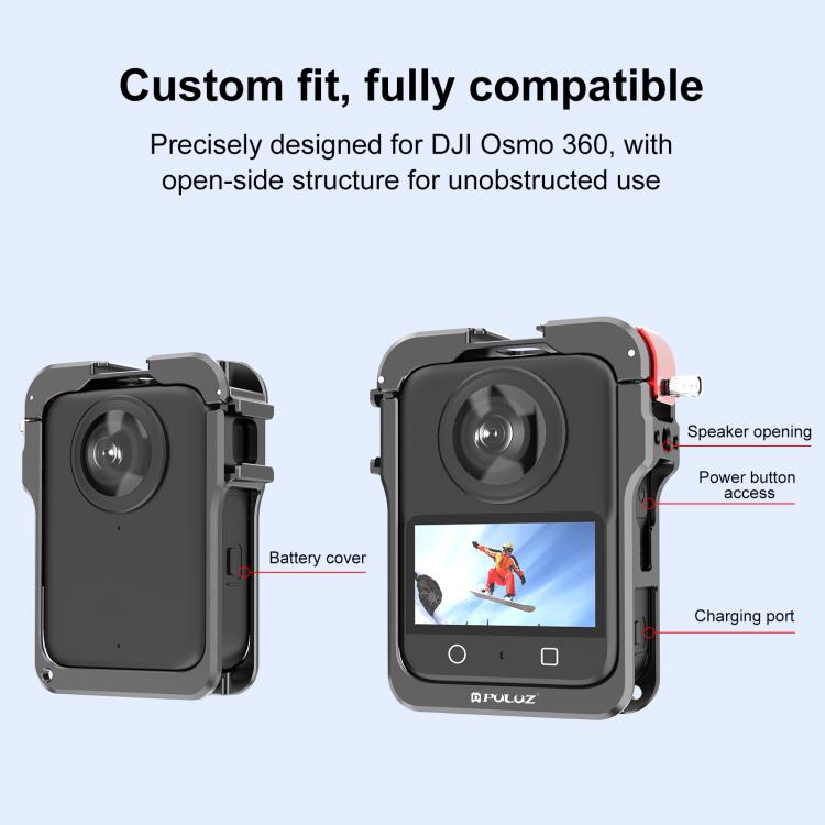 Para DJI Osmo 360 PULUZ, jaula protectora de aleación de aluminio con marco de expansión y tapa de lente., Protective Cage