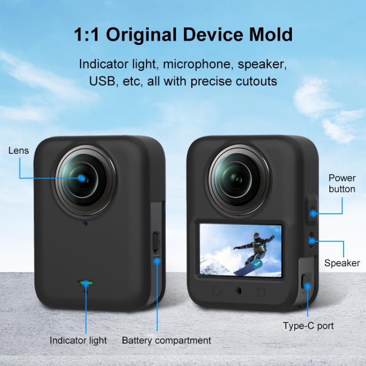 Funda protectora de silicona PULUZ para DJI Osmo 360 con tapa para la lente., Body Cover with Lens Cover (Black), Body Cover with Lens Cover (Grey)
