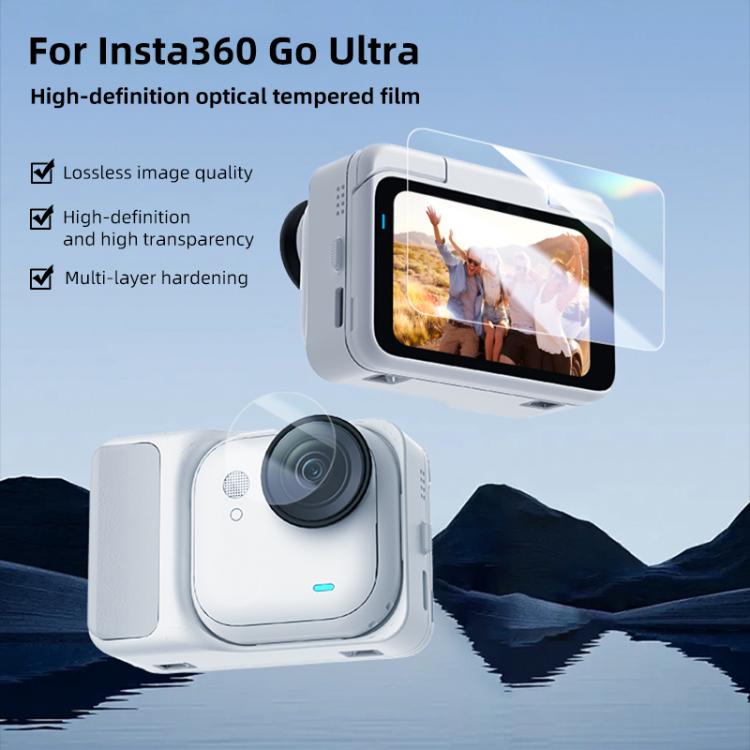 Protector de pantalla y lente de vidrio templado PULUZ 2 en 1 para Insta360 GO Ultra, For Insta360 GO Ultra