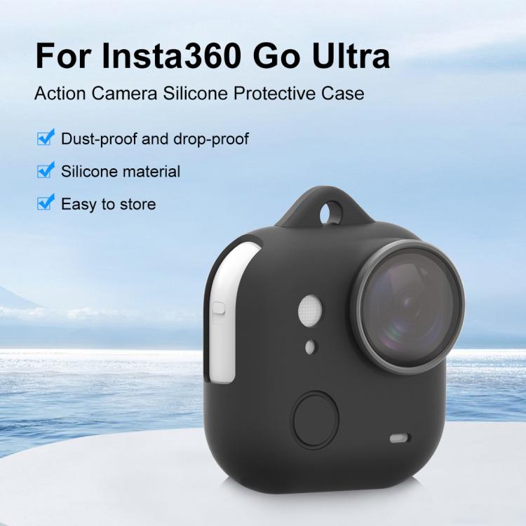 Funda protectora de silicona PULUZ para Insta360 GO Ultra con tapa de lente y cordón., Protective Cover (Black), Protective Cover (Red), Protective Cover (White)