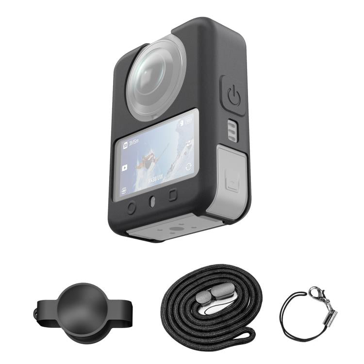 Funda protectora de silicona PULUZ para DJI Osmo 360 con tapa para lente y cordón., Cover with Lens Cover & Lanyard