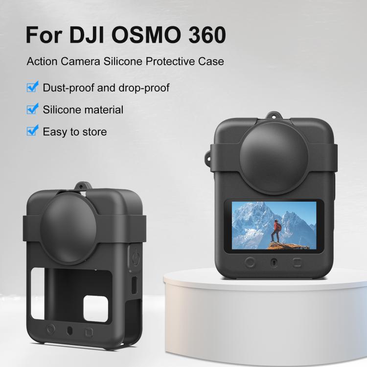 Funda protectora de silicona PULUZ para DJI Osmo 360 con tapa para lente y cordón., Cover with Lens Cover & Lanyard