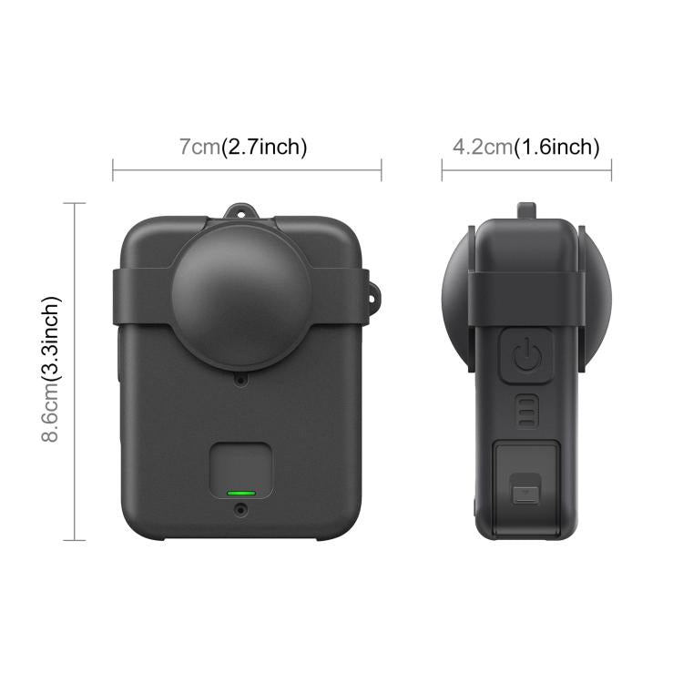 Funda protectora de silicona PULUZ para DJI Osmo 360 con tapa para lente y cordón., Cover with Lens Cover & Lanyard