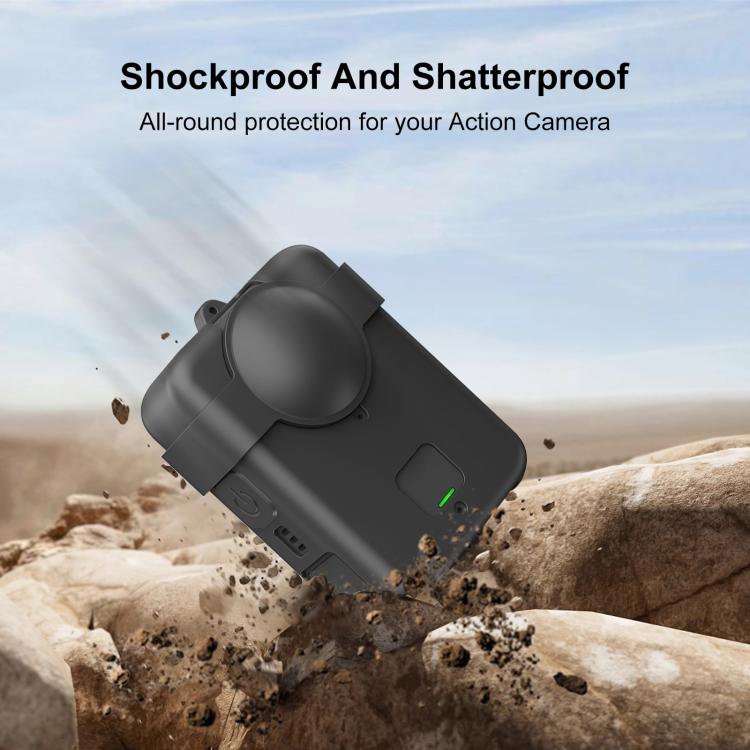 Funda protectora de silicona PULUZ para DJI Osmo 360 con tapa para lente y cordón., Cover with Lens Cover & Lanyard