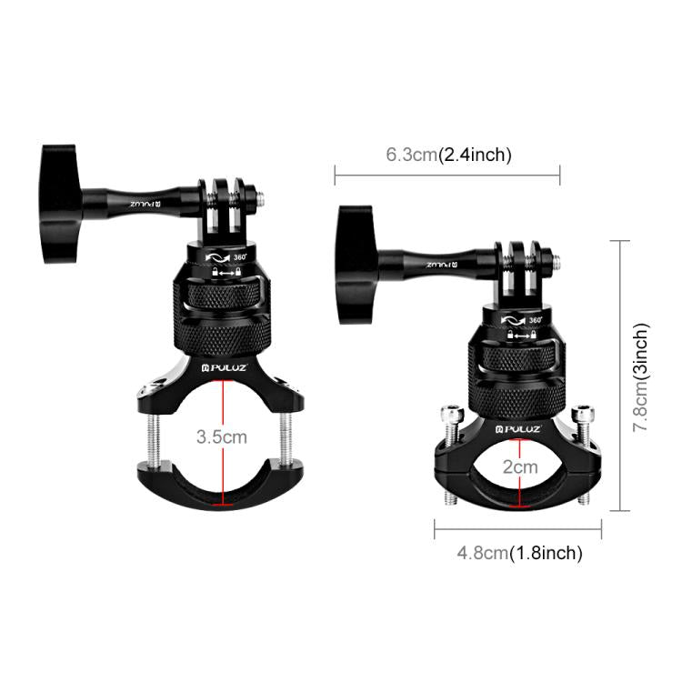 Adaptador de manillar de aluminio para motocicleta PULUZ con rotación de 360 grados y tornillo para GoPro, Insta360, DJI y otras cámaras de acción., Handlebar Adapter Mount 3