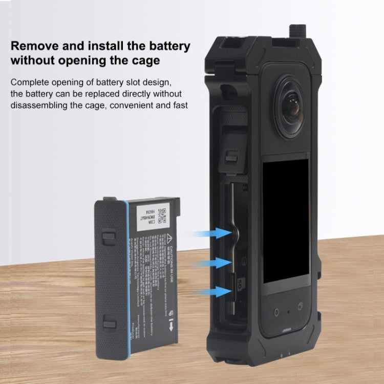 Para Insta360 X3 PULUZ Marco de carcasa de plataforma protectora de Metal con Base de zapata fría expandible y adaptador de trípode, Metal Cage US Stock, For Insta360 X3