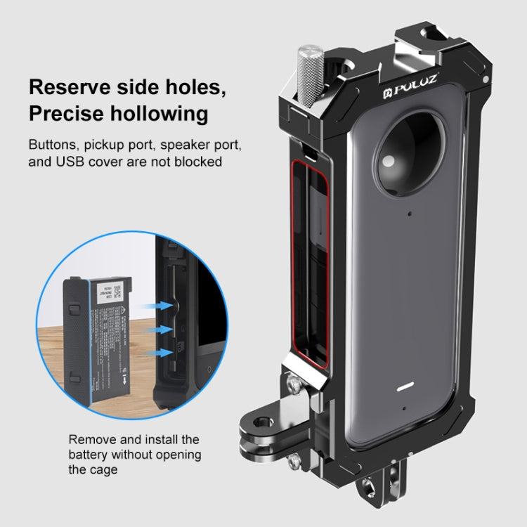 Para Insta360 X3 PULUZ Marco de carcasa de plataforma protectora de Metal con Base de zapata fría expandible y adaptador de trípode, Metal Cage US Stock, For Insta360 X3