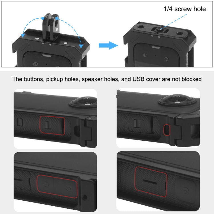 Para Insta360 X3 PULUZ Marco de carcasa de plataforma protectora de Metal con Base de zapata fría expandible y adaptador de trípode, Metal Cage US Stock, For Insta360 X3