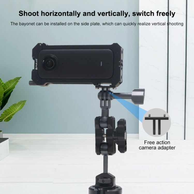 Para Insta360 X3 PULUZ Marco de carcasa de plataforma protectora de Metal con Base de zapata fría expandible y adaptador de trípode, Metal Cage US Stock, For Insta360 X3