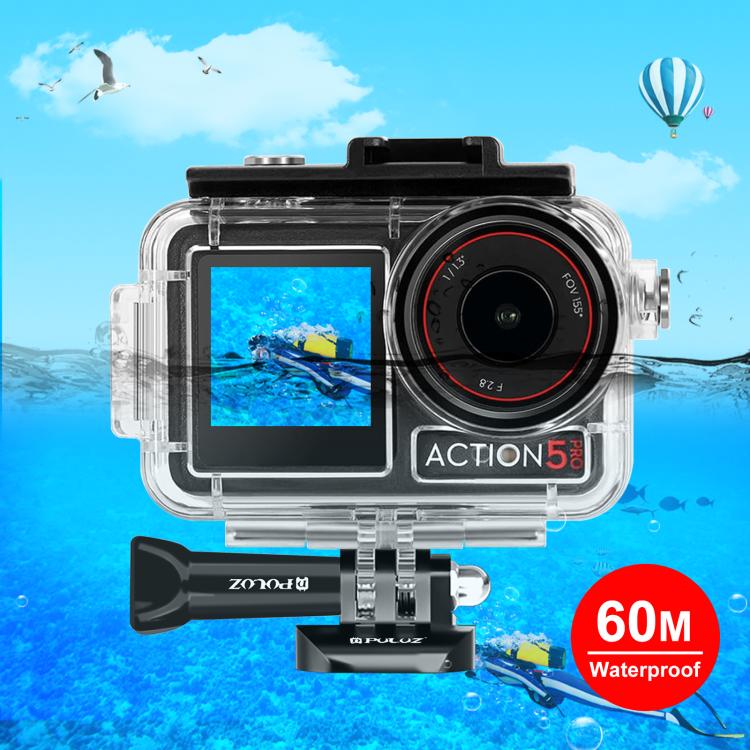 Para DJI Osmo Action 3/4 PULUZ 40m carcasa impermeable subacuática carcasa de buceo con zapata fría y hebilla montaje básico y tornillo, For DJI Osmo Action 3 / 4 Waterproof Case
