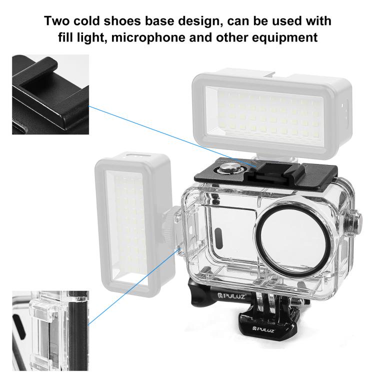 Para DJI Osmo Action 3/4 PULUZ 40m carcasa impermeable subacuática carcasa de buceo con zapata fría y hebilla montaje básico y tornillo, For DJI Osmo Action 3 / 4 Waterproof Case